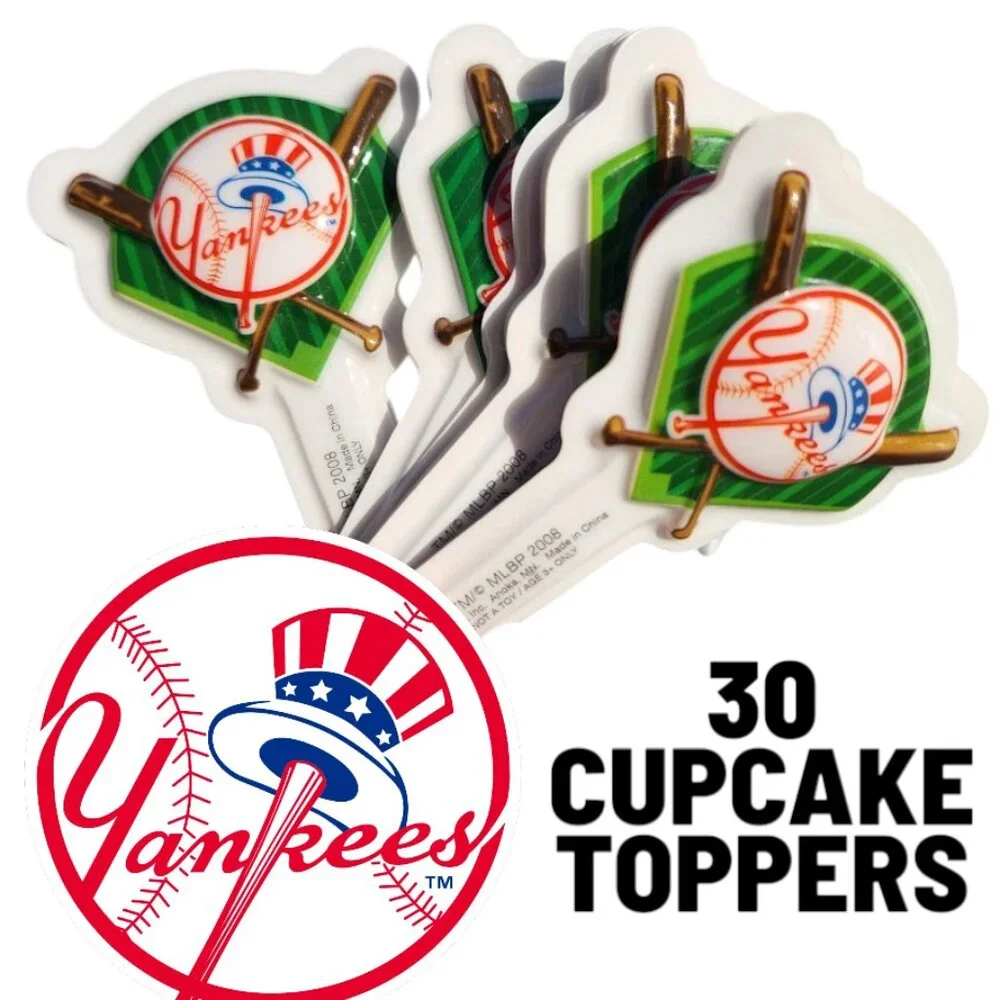 30 Yankees Cupcake Cake Toppers Picks New Party Supplies DIY Baking Decor White